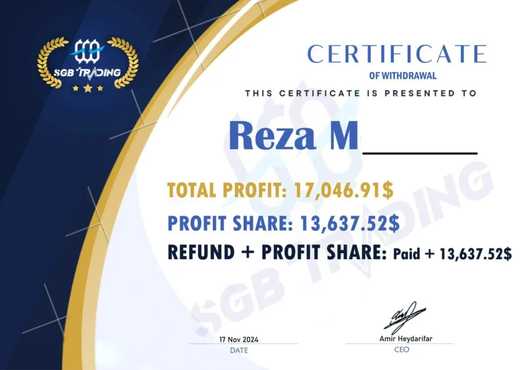 رسید واریزی های پراپ فرم ایرانی سرمایه گذار برتر